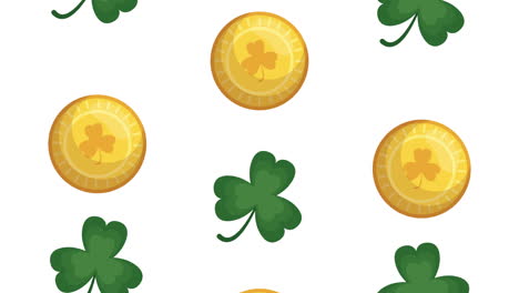 st patricks day animated card with clovers and coins pattern