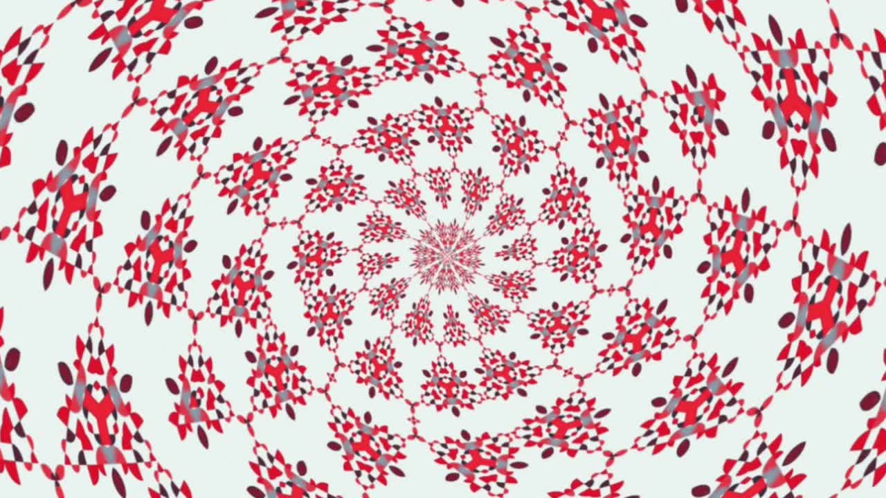 붉은 색의 기하학적 모양으로 터널 효과 및 움직임