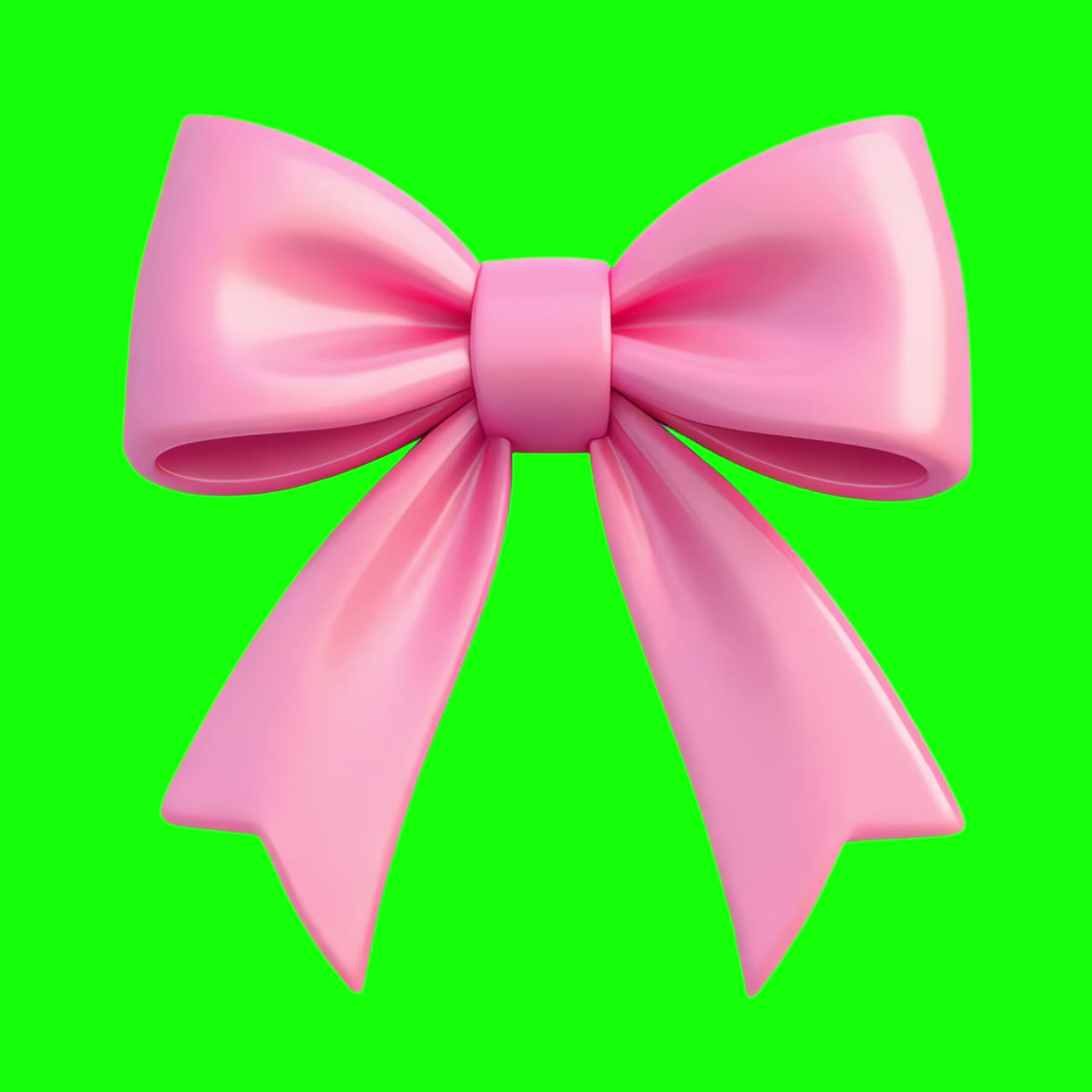 Pink bow animation, transparent 4K video, green screen