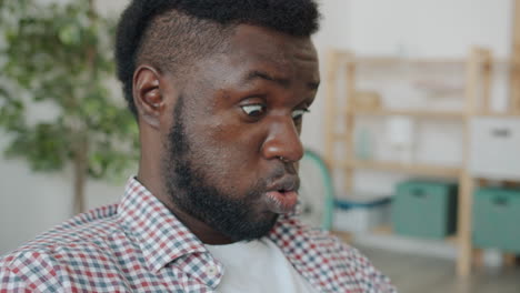 man surprised and talking