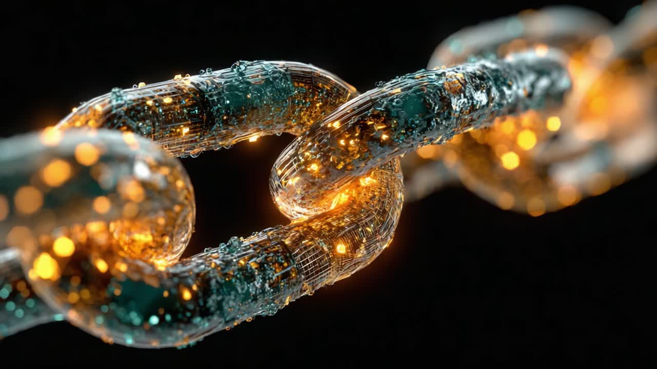 A Stunning Close-Up of a Glowing Chain Highlighting the Intricate Details and Bright Sparkles Conveying Strength and Connection