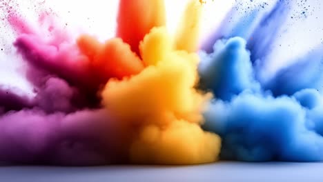 vibrant smoke burst at fest. vivid clouds of colored powder burst in vibrant hues, creating a dynamic display of color in a festive atmosphere.