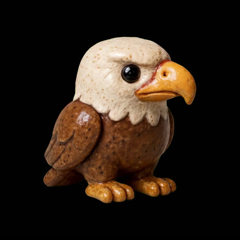 Cute eagle figurine with texture animation isolated asset, transparent 4K video, alpha channel