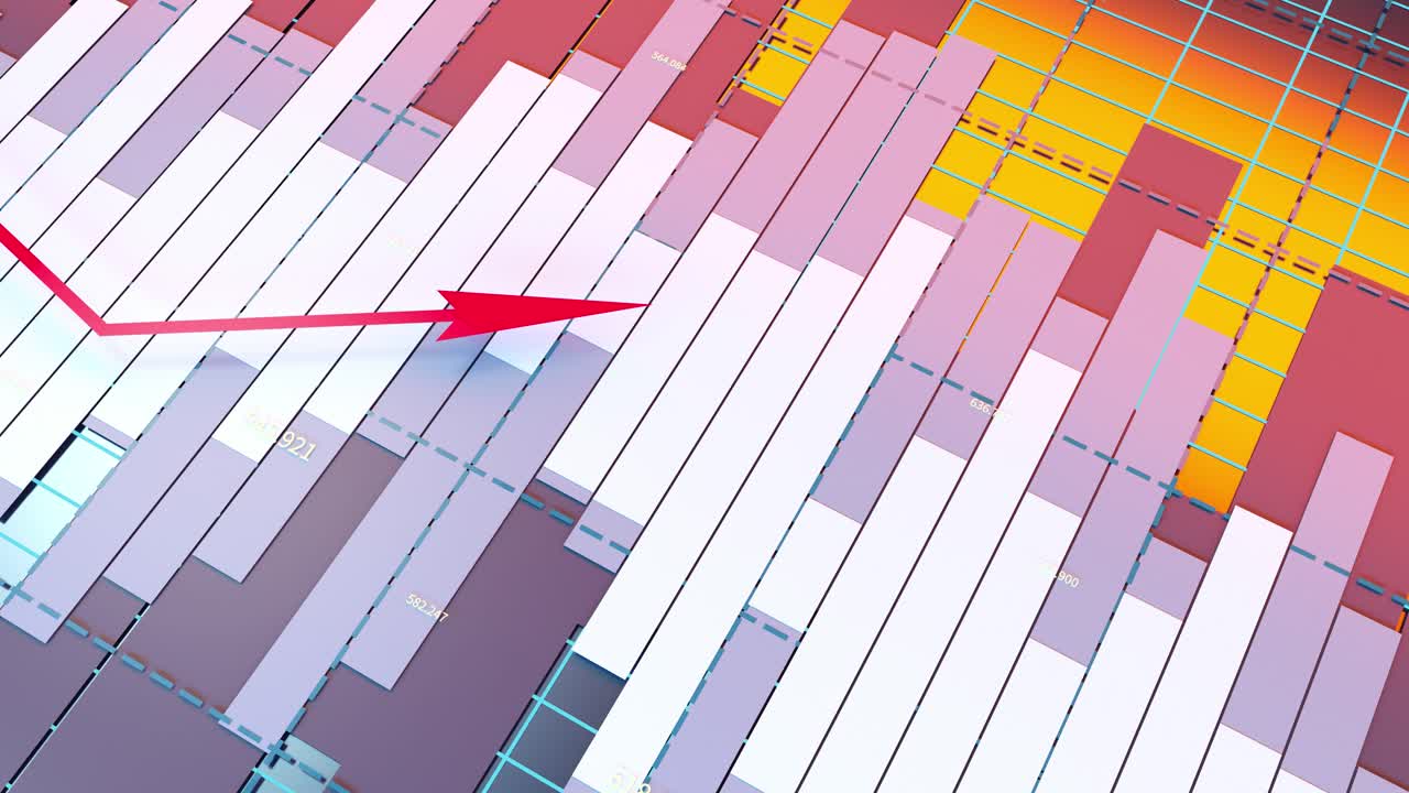 la flecha creciente de los datos económicos, las estadísticas financieras, la representación 3d.