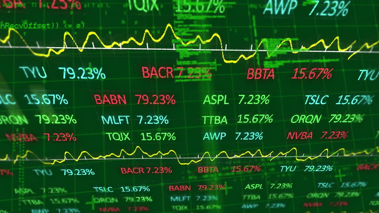 Animazione di elaborazione dati su sfondo verde