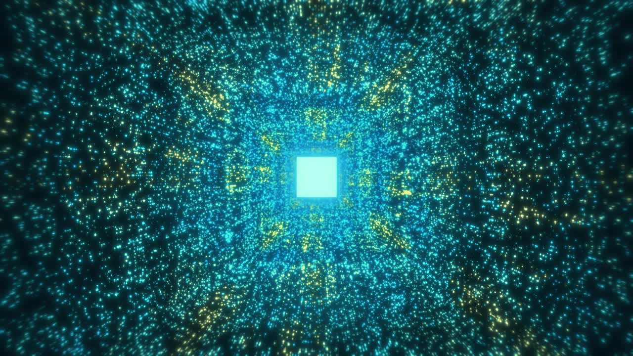 Abstract futuristisch technologieconcept met gloeiende deeltjes en AI-elementen op groene achtergrond