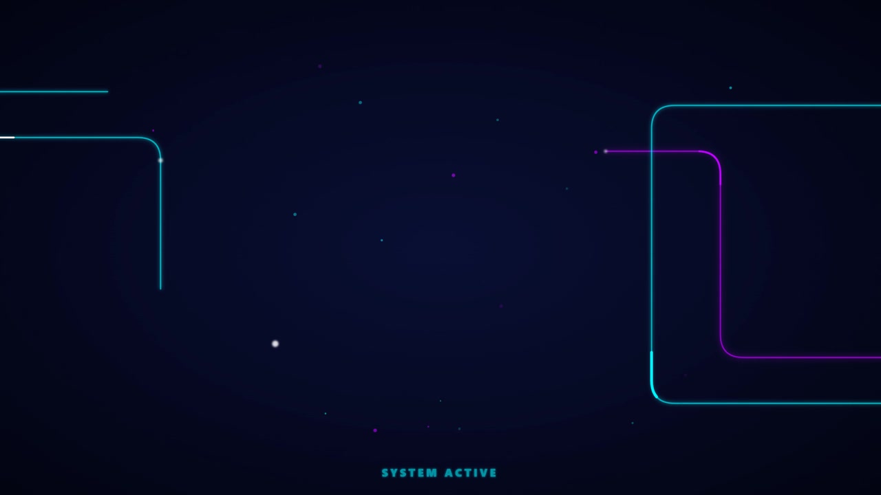 Abstract Digital Interface with Glowing Neon Lines and Particles
