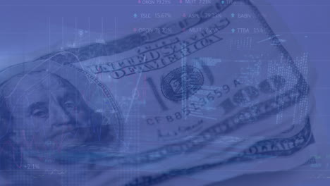 animación del procesamiento de datos sobre billetes