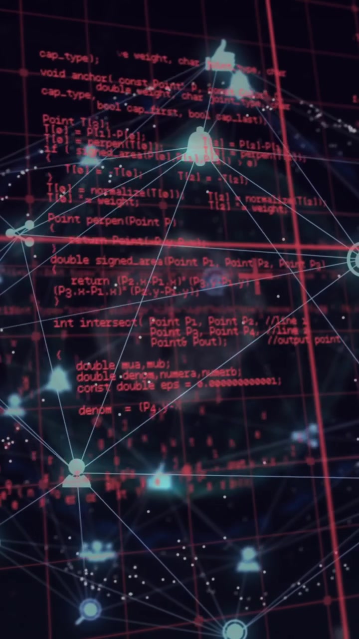 Animation of globe with network of connections and data processing