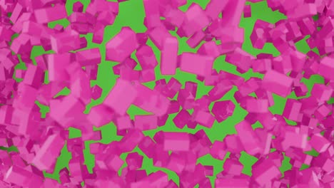 abstract 3d explosion violet poligon shapes animation with green screen. 4k computer render loop footage.