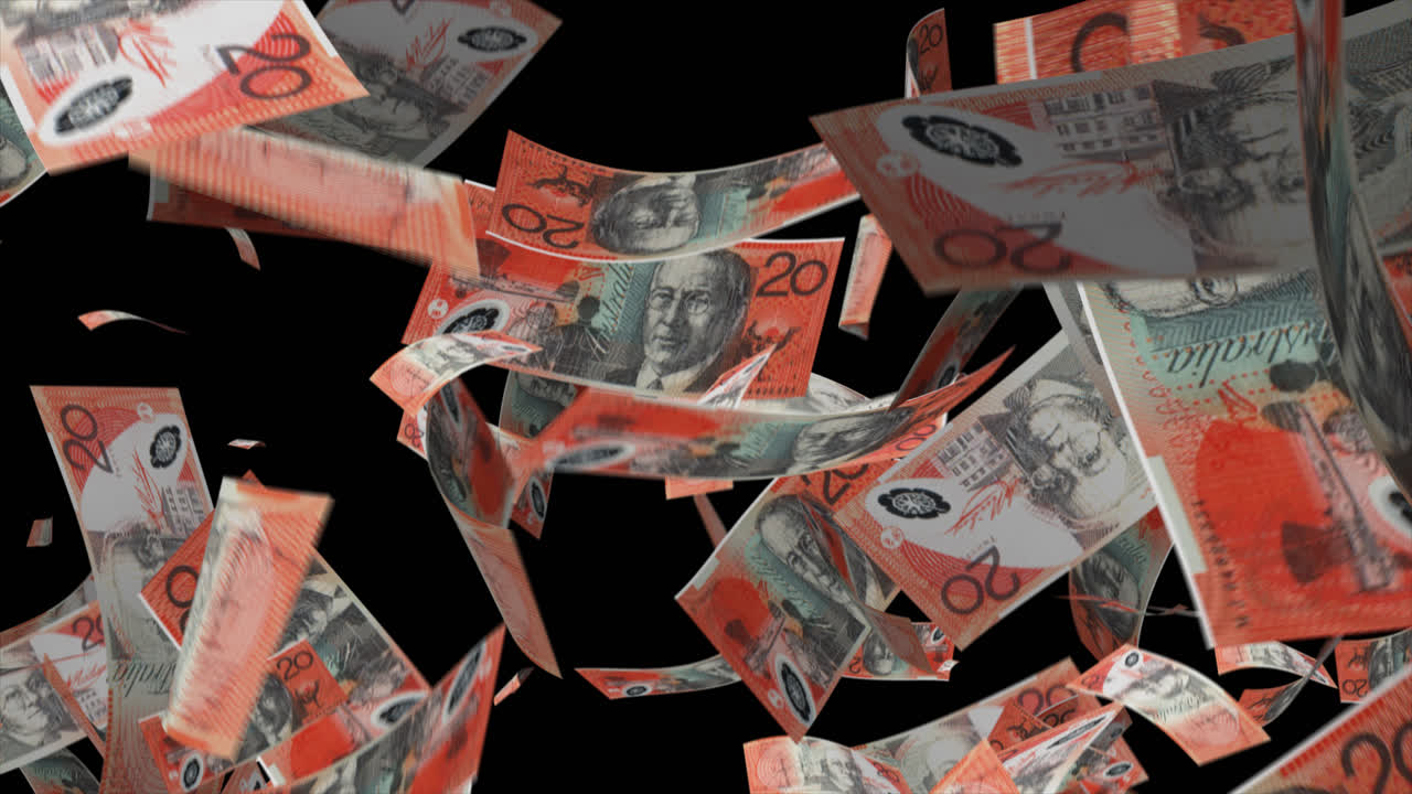 Falling Australian 20 Dollar Bills