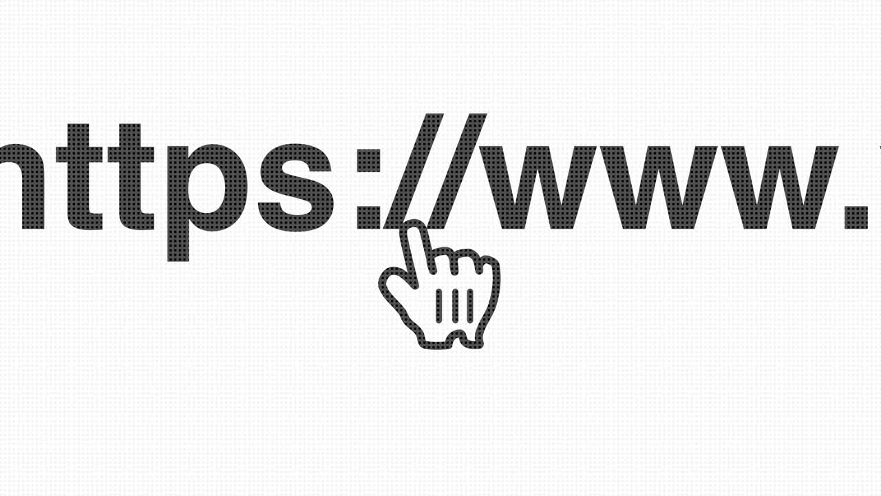 Animated cursor hand pointer clicks screen internet website hyperlink