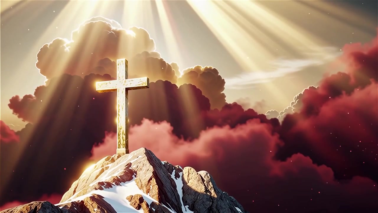 Croce Cristiana Luce Celestiale Sfondo per il Culto.