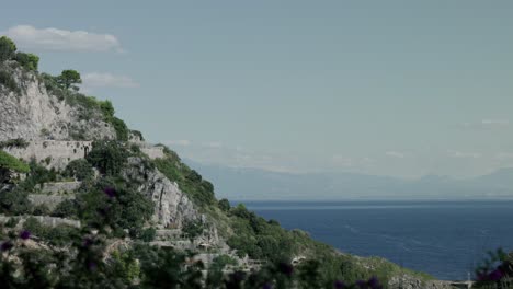 rocky mountains on amalfi coast in sorrentine peninsula, campania, italy