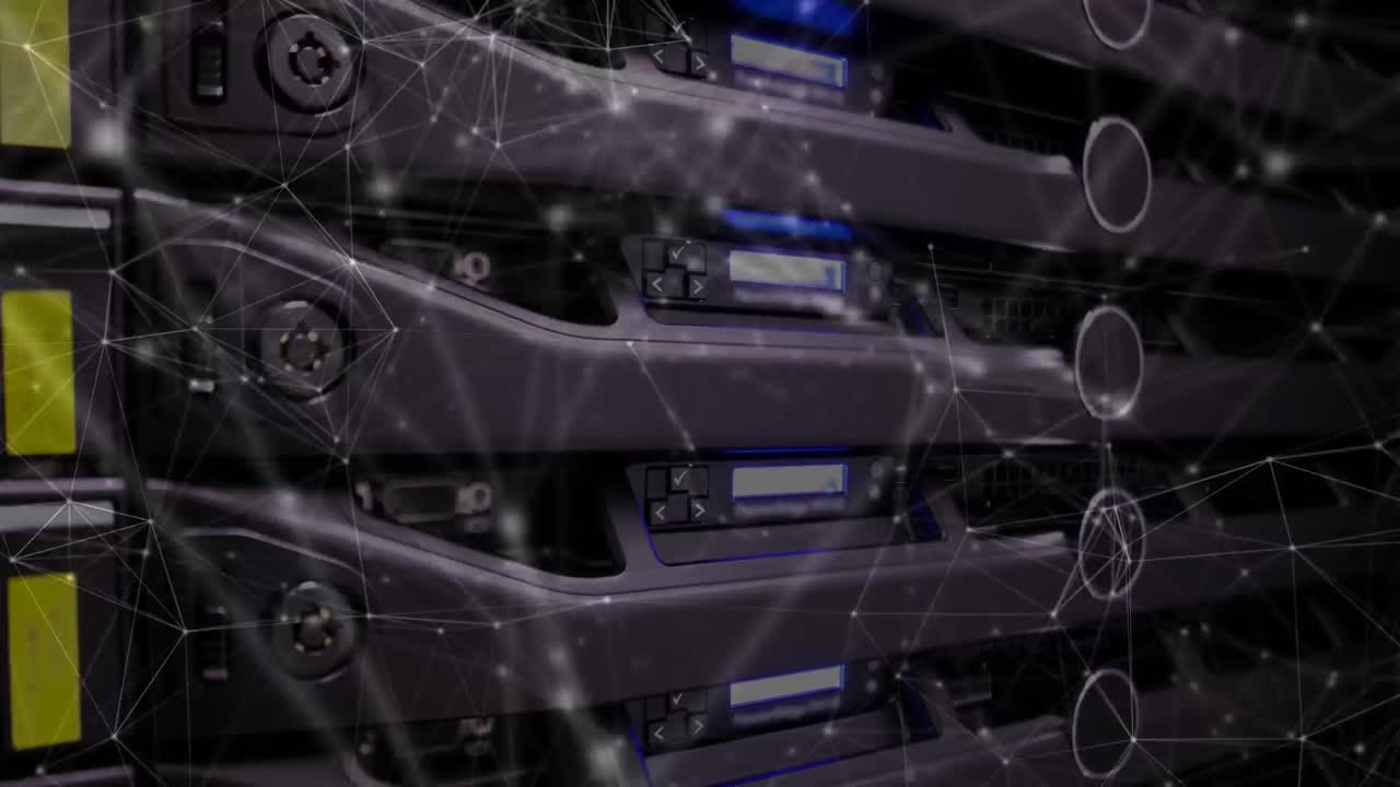animación de la red de conexiones a través del hardware del servidor informático