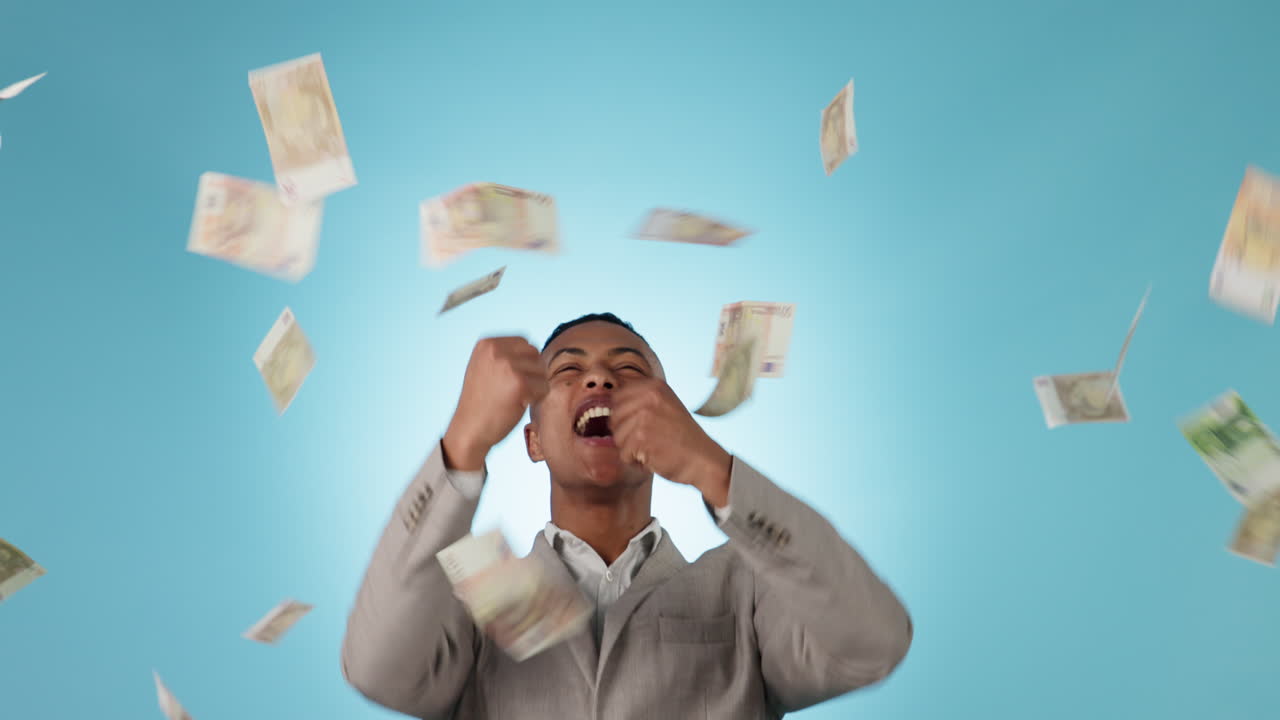 celebración en el estudio, lluvia de dinero