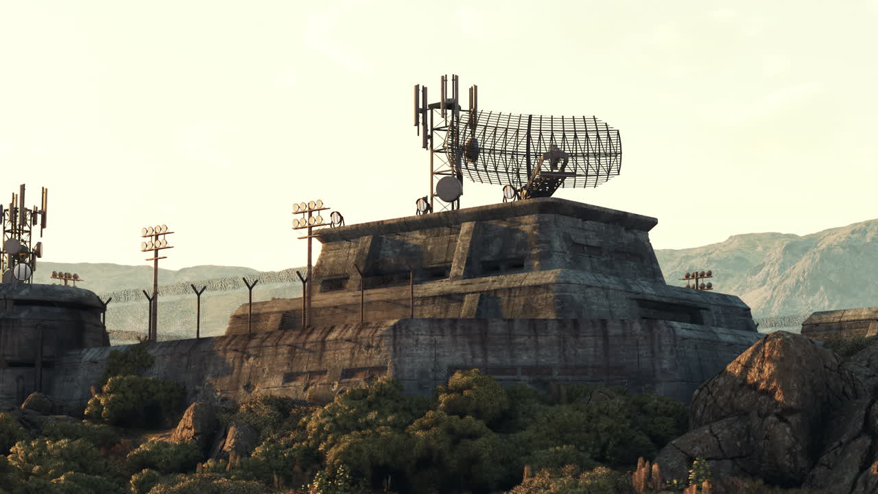 레이더 스테이션 은 계곡 을 내려다보는 산꼭대기 에 자리 잡고 있다