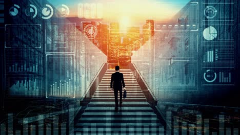 vídeo en bucle del concepto de potencial de crecimiento empresarial con gráficos virtuales