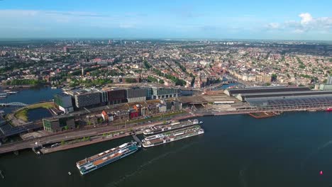 city aerial view over amsterdam