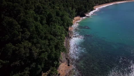 Aerial,-flying-over-a-shoreline