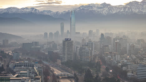 Providencia-Morgenübergang-Zeitraffer-Santiago-De-Chile