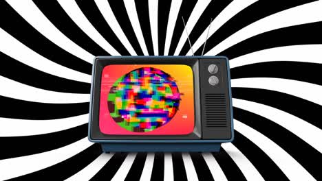 alter fernseher mit bunter statik