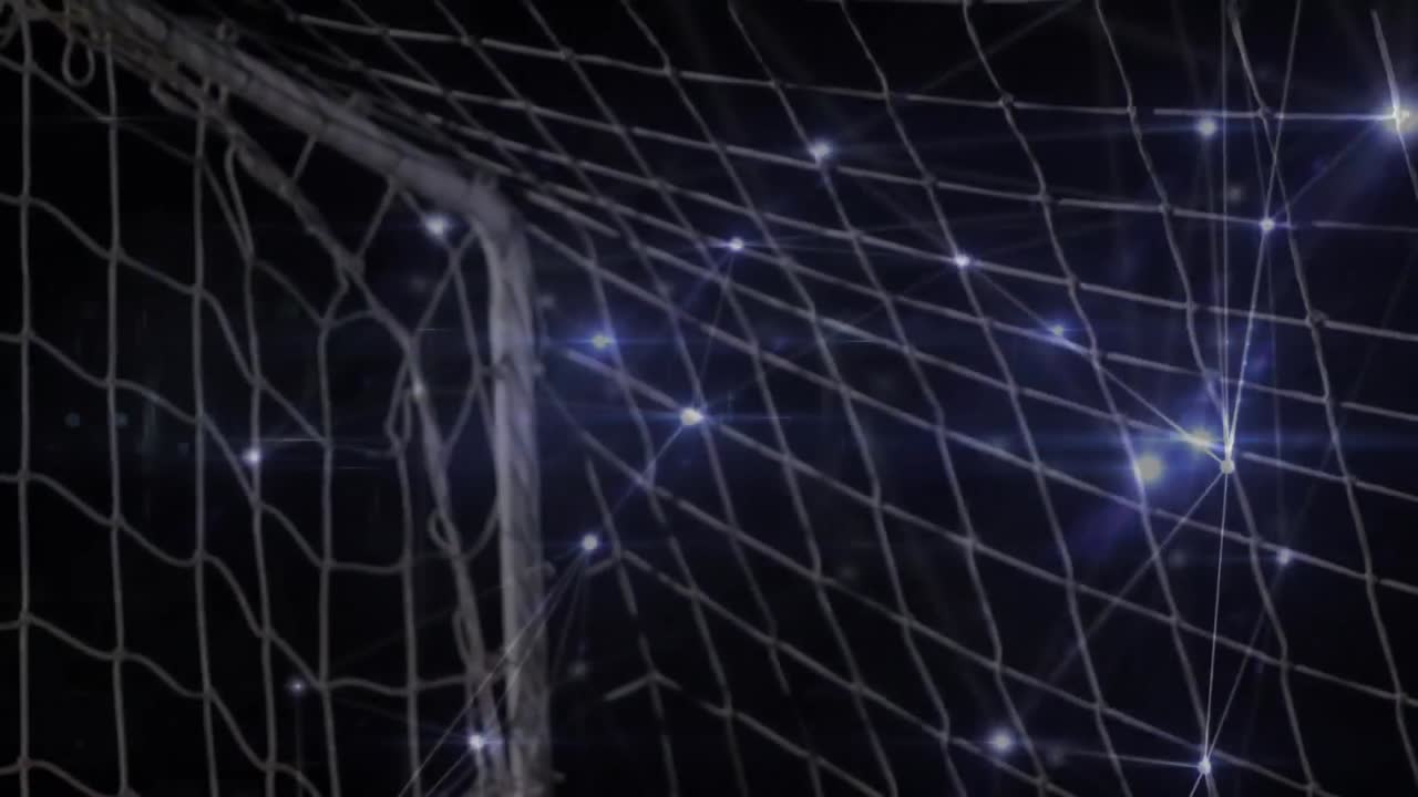 Animace sítí spojení nad fotbalistou