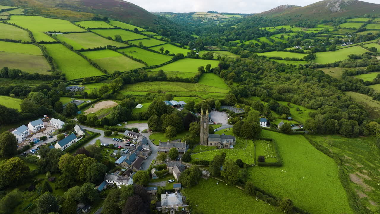 Aerial View of a Picturesque Welsh Village