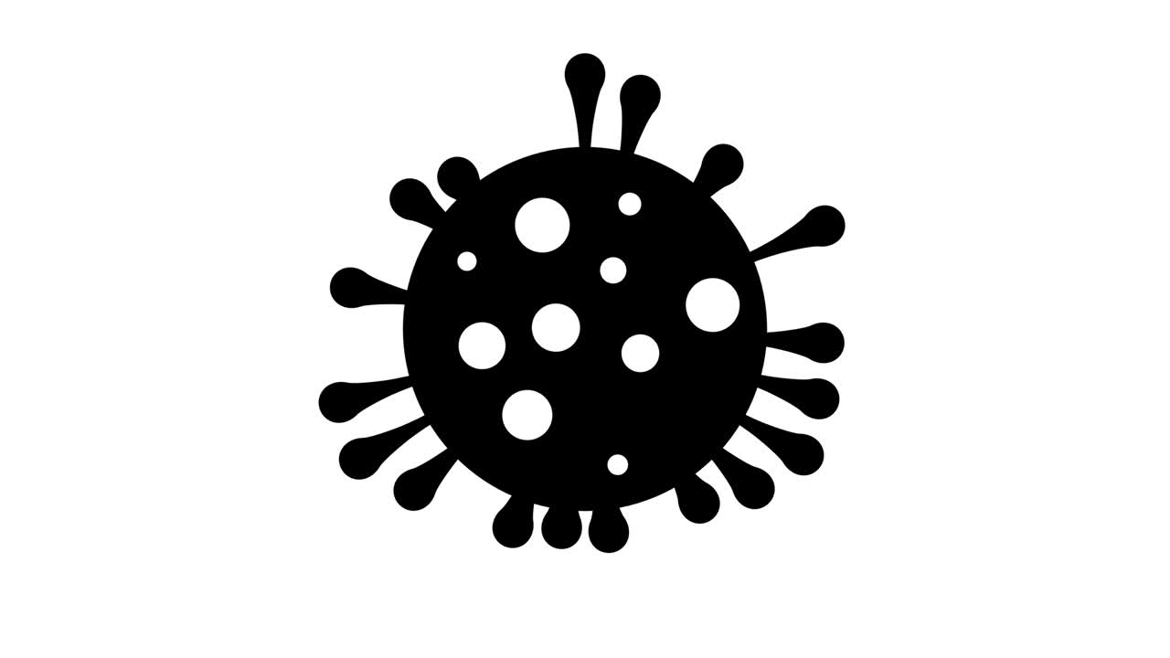 animación de un virus en blanco y negro.