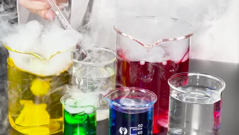 chemistry experiment with colorful liquids