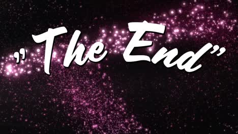 animation of the end text over pink firework moving on black background