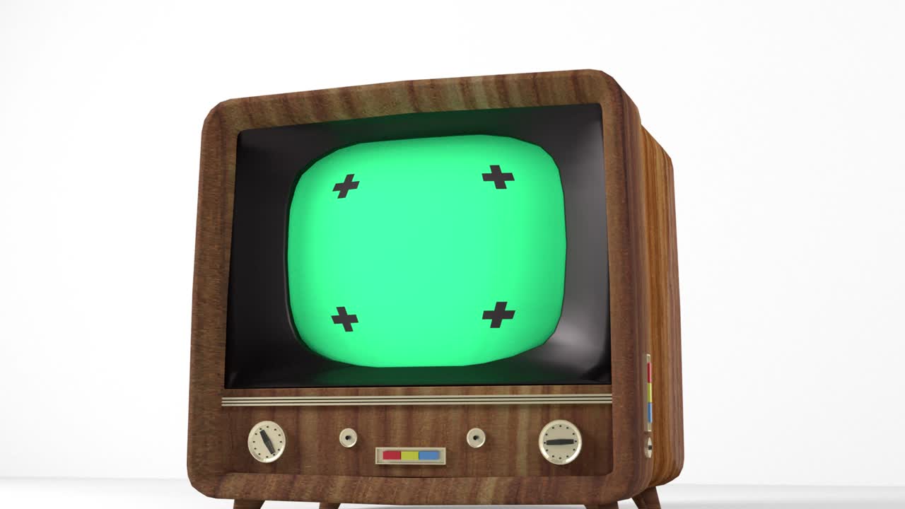 빈티지 tv 녹색 스크린: 오래된 텔레비전 빈티지 스타일