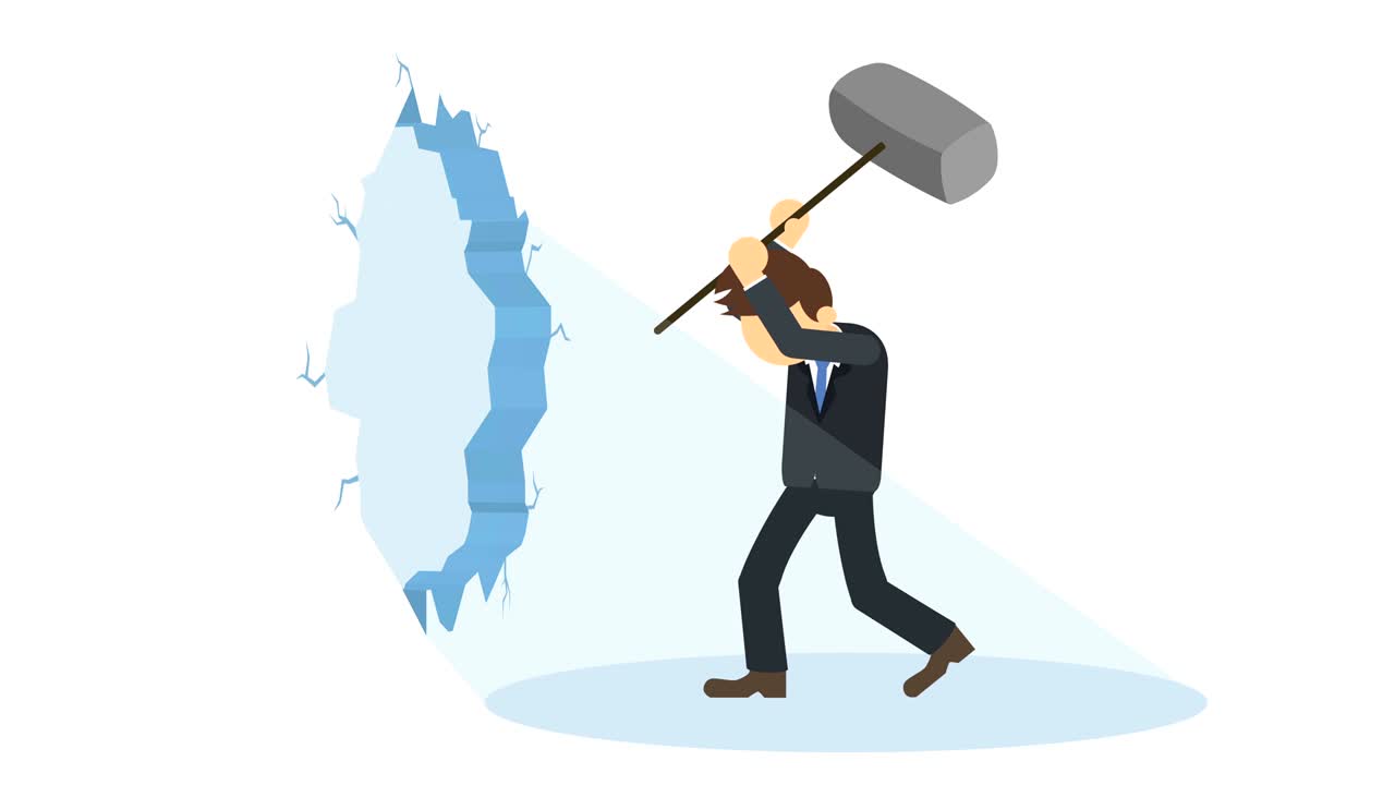 벽을 깨는 사업가: 자유와 도전 개념: 평평한 스타일의 루프 일러스트레이션