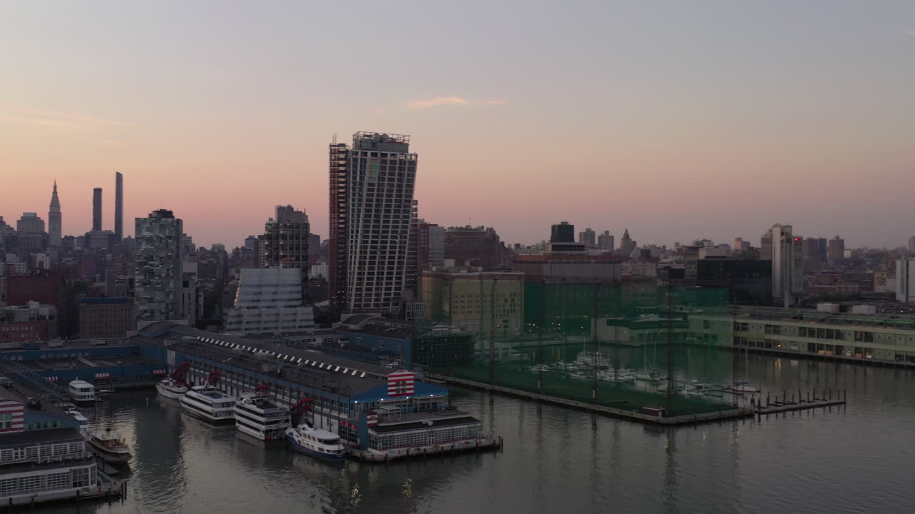 이른 아침 맨해튼 서쪽의 공중 전망