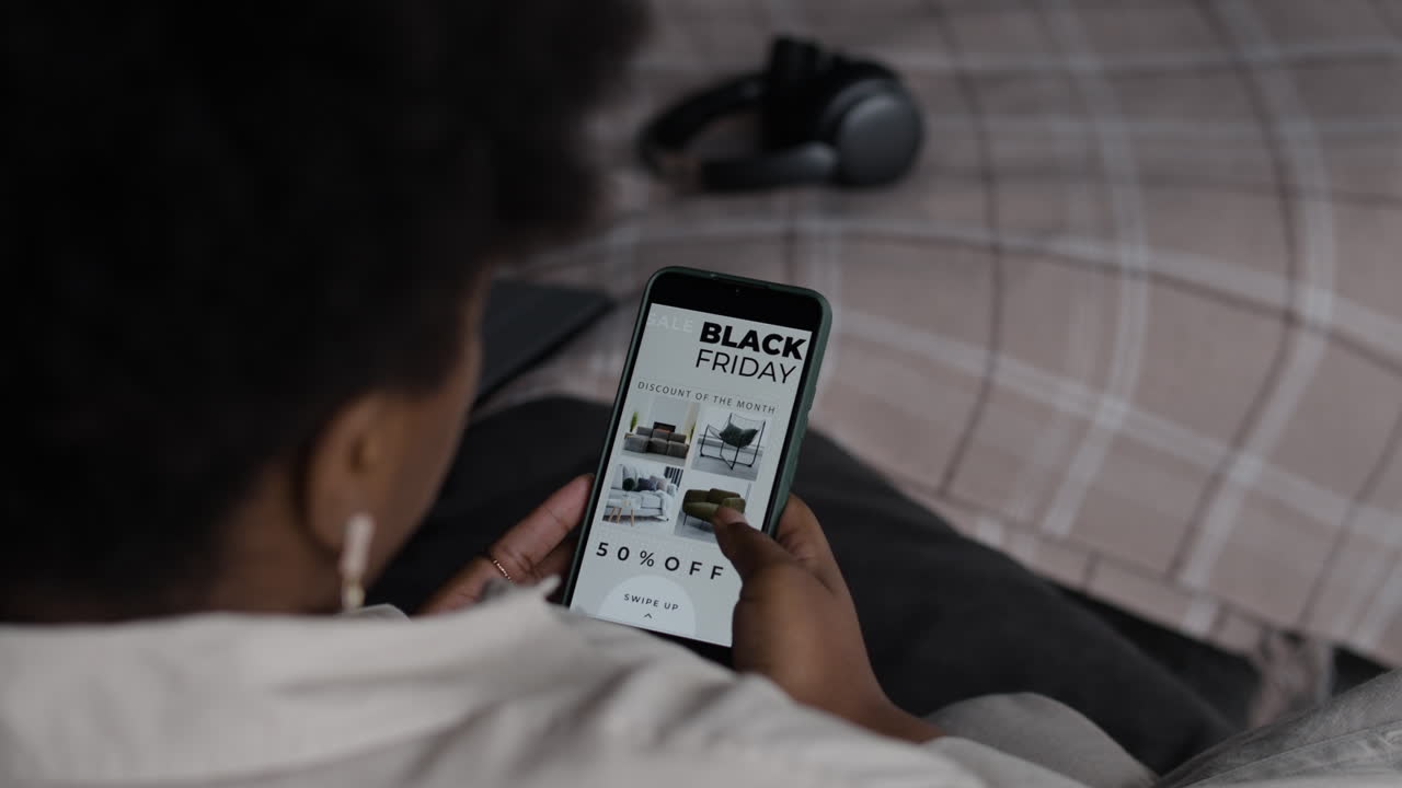 Person shopping online on Black Friday sale