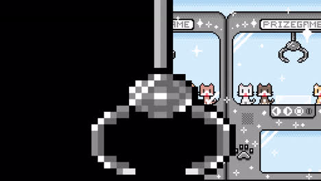 pixel art claw machine game with cute cats