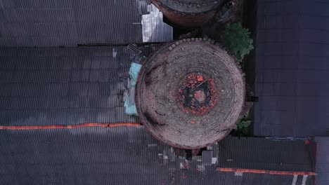 aerial view of brick kilns and canal in vinh long in the mekong delta, vietnam