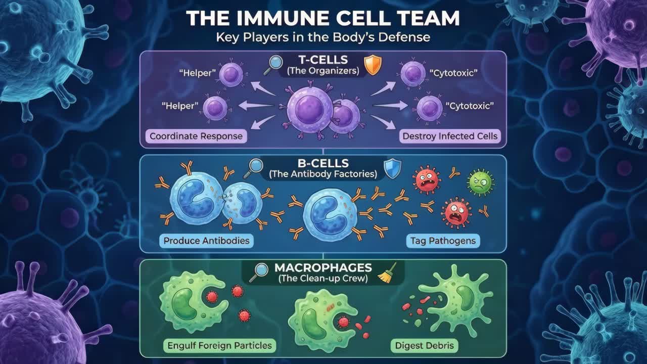 Immune System Cells: T-cells, B-cells, and Macrophages