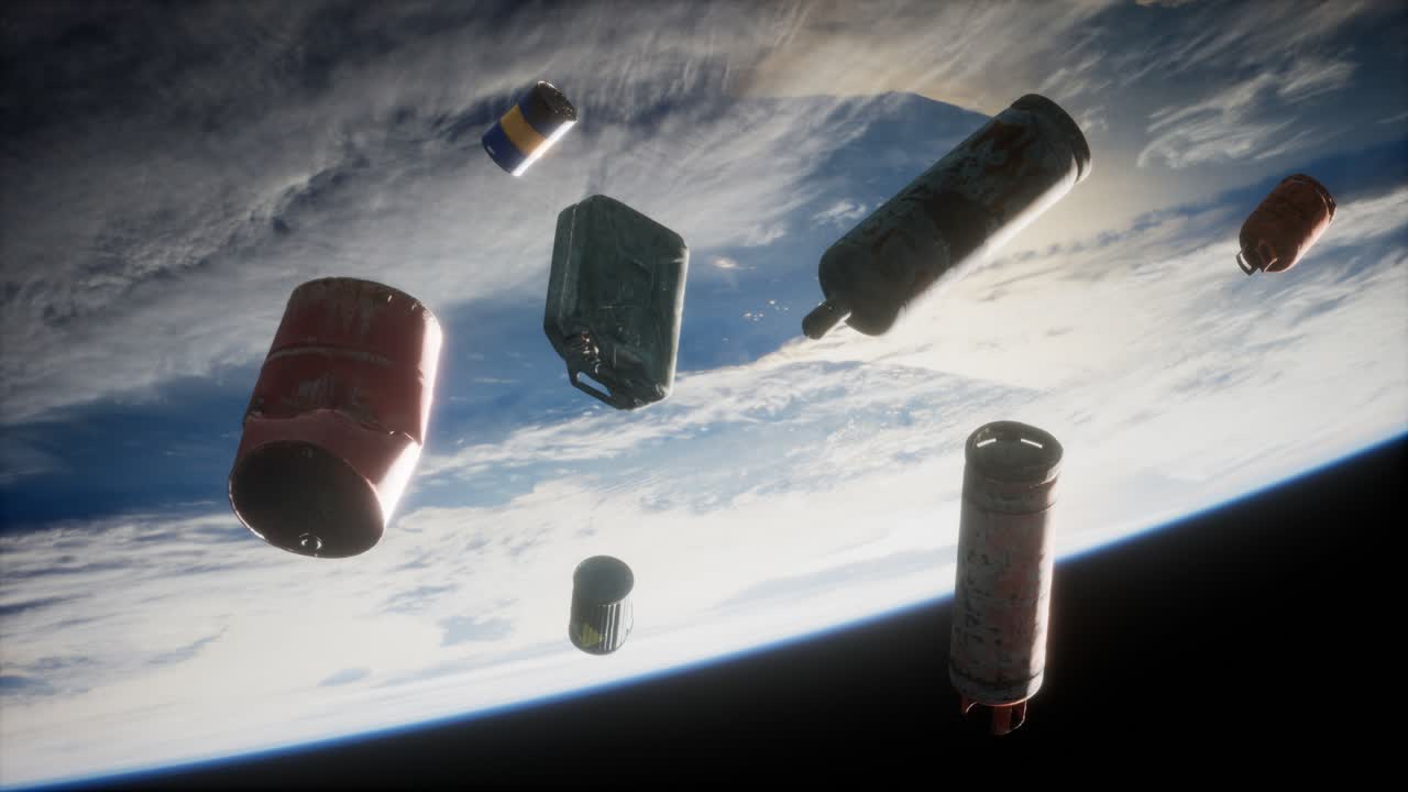 contaminación de la atmósfera del planeta tierra y el espacio