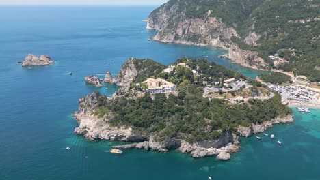 Aerial-Pullback-Reveals-Paleokastritsa-Monastery