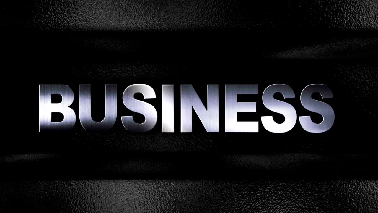 business word in metal gate, animazione, rendering, sfondo, ciclo