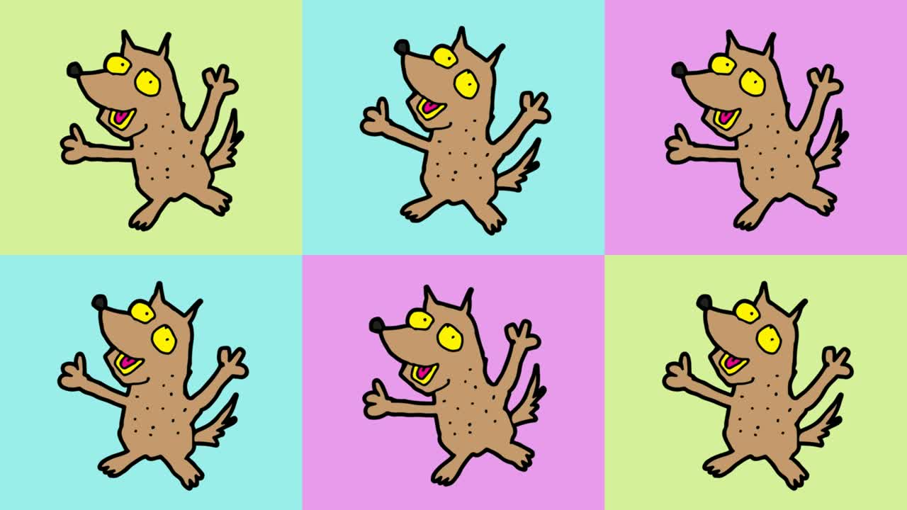 어린이들이 팝 아트 그림을 그리며 개를 주제로 한 원활한 배경