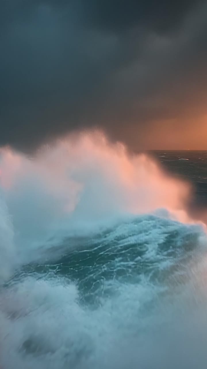 Dramatic Seascape: Captivating Waves and Moody Skies Evoke the Power and Beauty of Nature at Dusk