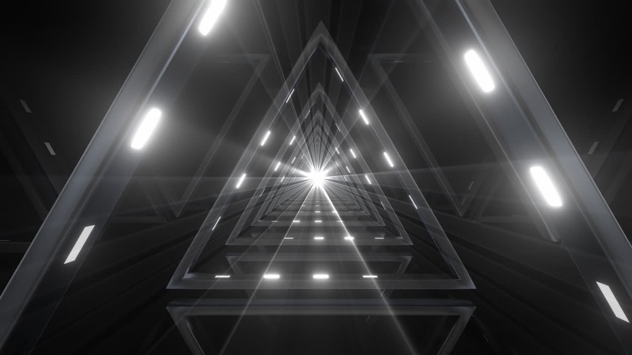 Futuristic Glowing Triangle Tunnel