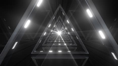 futuristic glowing triangle tunnel