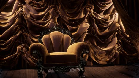 luxurious theater curtain stage with chair