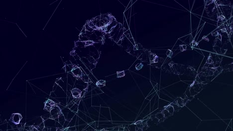 Animation-of-network-of-connections-and-dna-strands-on-dark-background