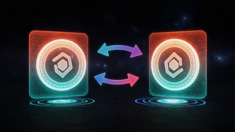 visual representation of a dynamic data exchange process illustrated with vibrant colors and geometric shapes, highlighting digital interactions of modern technologies