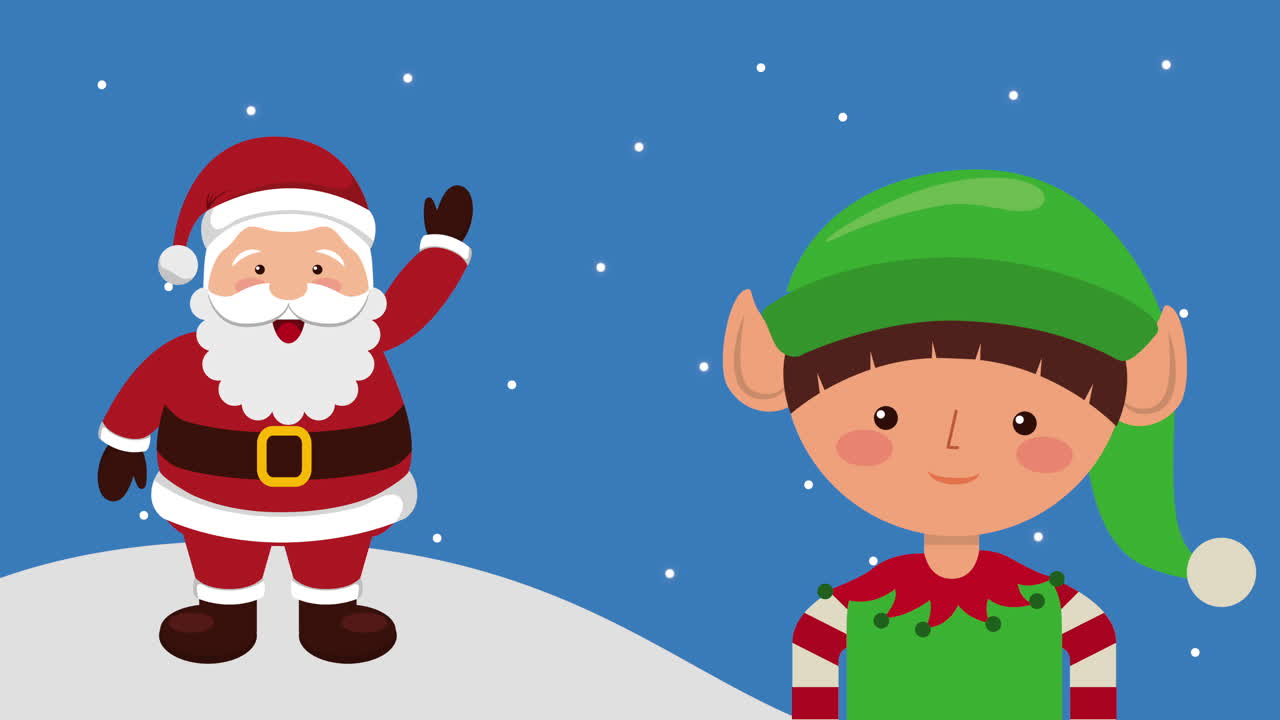 Šťastné a veselé Vánoce, postavy Santa Clause a elfů