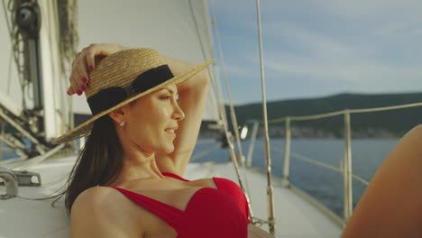 woman relaxing on a yacht